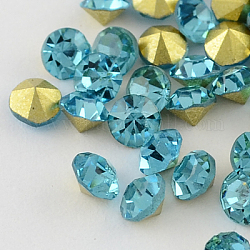 Strass en verre pointé , dos plaqué, diamant, aigue-marine, 8~8.3mm, environ 144 pcs / brut