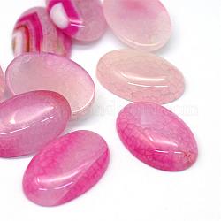 Ovale cabochon tinti agata crackle naturale, rosa caldo, 29~30x19~20x6~7mm