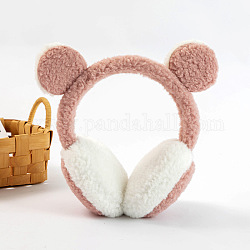 Cache-oreilles bandeau ajustable pour enfants en laine, cache-oreilles d'hiver en plein air à oreille d'ours, corail lumière, 110mm