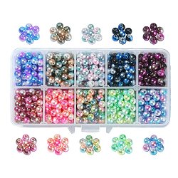 Perle di perle imitazione plastica abs abs, perle di perle a sirena sfumata, tondo, colore misto, 6x5mm, Foro: 1.5 mm, 900pcs/scatola