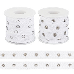 Olycraft 5 Yards Alloy Snap Button Tape Trim Polyester Ribbons, with 2Pcs Plastic Empty Spools, White, 7/8 inch(21mm)