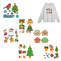 Christmas Theme PET Heat Transfer Film Logo Stickers Set, for DIY T-Shirt, Bags, Hats, Jackets, Mixed Color, 216~247x244~249mm, 6pcs/set