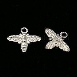 Tibetan Style Alloy Pendants, Lead Free and Cadmium Free, Bees, Silver Color Plated, 14x16x2mm, Hole: 2mm