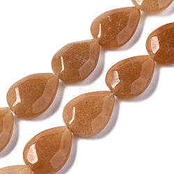 Natural Red Aventurine Beads Strands, Faceted, Teardrop, 20x15~16x6mm, Hole: 1mm, about 20pcs/strand, 15.35 inch(39cm)