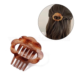 Blumenklauen-Haarspangen aus Kunststoff, mit eiserner Feder, Haarschmuck für Frauen Mädchen, Sattelbraun, 62x63x34 mm