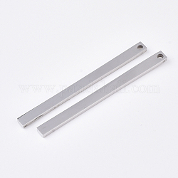 201 Stainless Steel Pendants, Bar, Stainless Steel Color, 49.5x3.5x1.5mm, Hole: 1.5mm