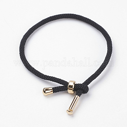 Cotton Twisted Cord Bracelet Making, with Stainless Steel Findings, Golden, Black, 9 inch~9-7/8 inch(23~25cm), 3mm