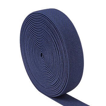 Cordón de goma elástico plano / banda, correas de costura accesorios de costura, azul medio, 24.5x2mm, alrededor de 5.46 yarda (5 m) / rollo