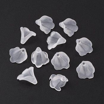 Perles en acrylique transparente, pour la fabrication de bracelets et de bijoux, mat, fleur, blanc, longueur d'environ 9~10 mm ,  largeur de 9~10 mm, Trou: 1mm