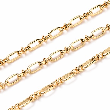 Brass Link Chains, with Spool, Soldered, Real 18K Gold Plated, Rectangle: 9x4.5x1.5mm, Link: 8x4mm, about 16.4 Feet(5m)/roll