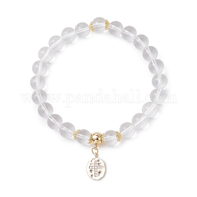 Женские браслеты из круглых бусин из синтетического кварца толщиной 8.5 мм BJEW-JB12260-04-1