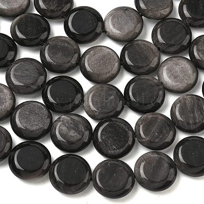 Натуральный серебристый блеск нитей обсидиана&nbsp;G-L648-B23-15mm-02-1