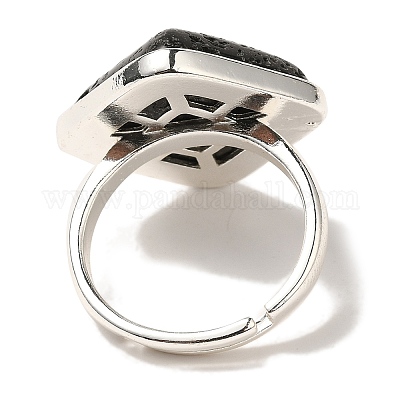 Регулируемые кольца из натуральной лавы RJEW-H240-01S-14-1