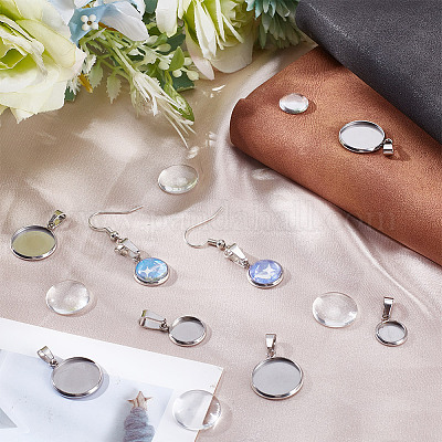 40 шт. 4 стиля подвески из нержавеющей стали 304 с кабошонами FIND-AR0004-27-1