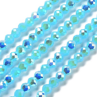 Стеклянные бусины с гальваническим покрытием  GLAA-A014-01D-1