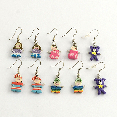 COLOR MIX and INSECTS stainless steel clay earrings lightweight handmade