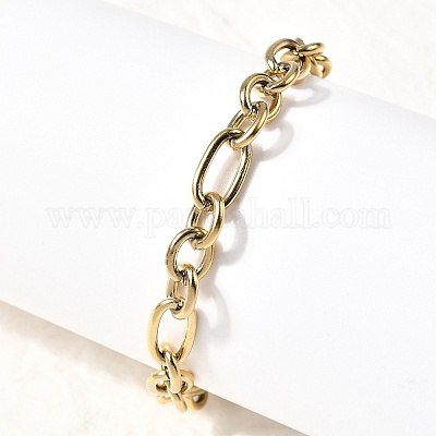 Браслет Figaro Chains из нержавеющей стали 304 для женщин BJEW-Z140-03G-1