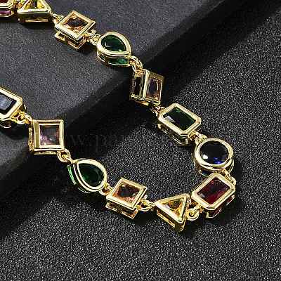 Браслеты из латуни с микропаве и фианитами для женщин BJEW-P358-03G-1