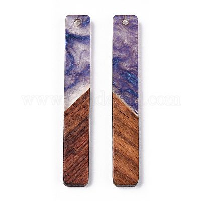 Большие подвески из прозрачной смолы и орехового дерева RESI-ZX017-43-1