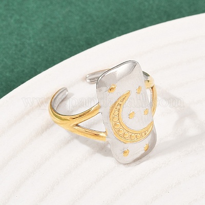 Двухцветные манжетные кольца из нержавеющей стали 304 RJEW-S635-01GP-04-1