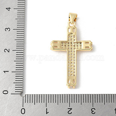 Латунные микро проложить кубического циркония крест подвески ZIRC-I071-04G-03-1