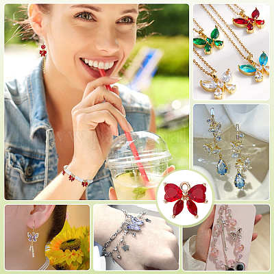 12 шт. латунные стеклянные подвески KK-PH0013-43A-1