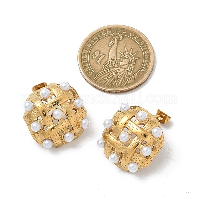 Серьги-гвоздики из нержавеющей стали 304 EJEW-B108-08G-1