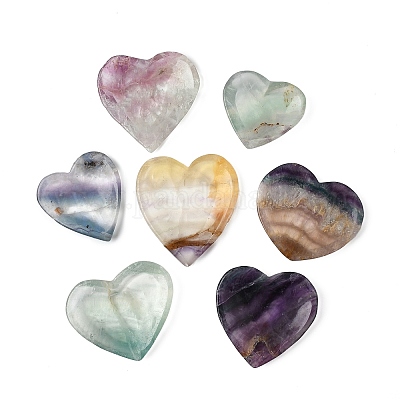 Резные фигурки в форме сердца из натурального флюорита для украшения домашнего рабочего стола DJEW-A016-01-1