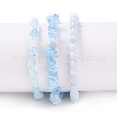 Braccialetti di stirata acquamarina naturale&nbsp;BJEW-JB05649-1