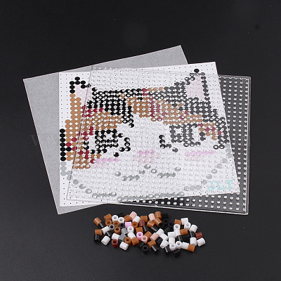 DIY Melty Beads Fuse Beads Sets: Fuse Beads, ABC Plastic Pegboards, Pattern  Paper, and Ironing Paper, Cat Pattern, Square, Colorful, 14.7x14.7cm