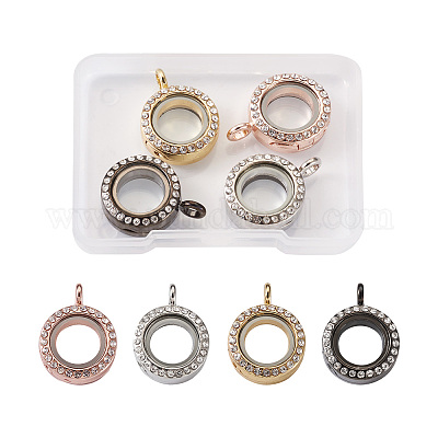 4шт 4 цвета сплава стекла хрустальные подвески со стразами PALLOY-TA0002-37-1