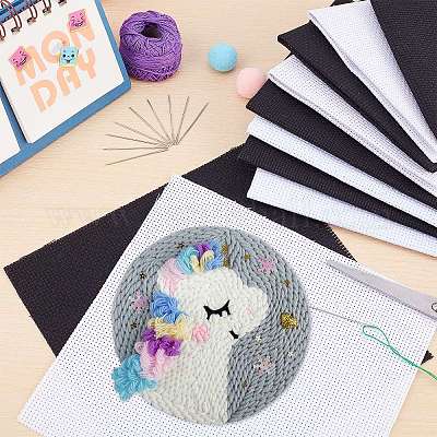 Cross Stitch Canvas Fabric Embroidery Cloth Fabric, with Iron Sewing  Needles, DIY Handmade Sewing Accessories Supplies, Mixed Color, 20~45cm