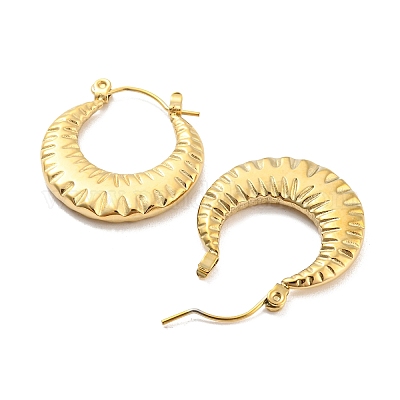 Текстурное кольцо серьги-кольца из нержавеющей стали 304 для женщин EJEW-C067-07G-1