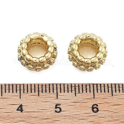 Латунные микро-паве кубические циркониевые бусины европы KK-Q006-47G-1