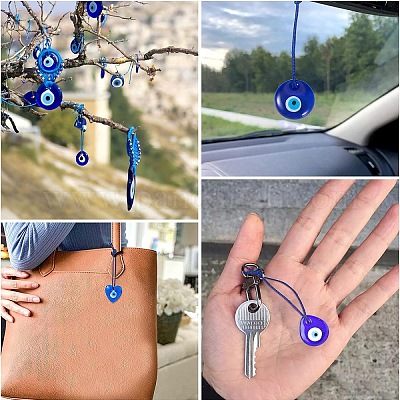 10 шт. 5 стиля подвески ручной работы лэмпворк от сглаза&nbsp;LAMP-YW0004-12-1