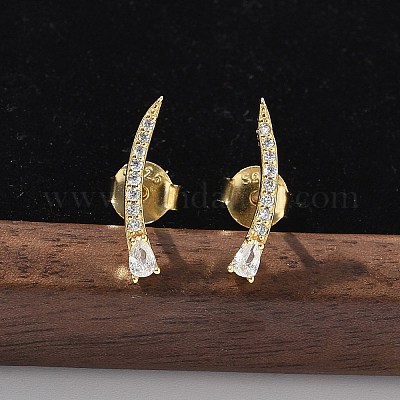 925 серьги-гвоздики из стерлингового серебра с прозрачным кубическим цирконием EJEW-Q032-01E-G-1