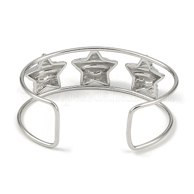 Широкие текстурированные открытые браслеты-манжеты из нержавеющей стали марки 304 BJEW-Q348-05P-10-1