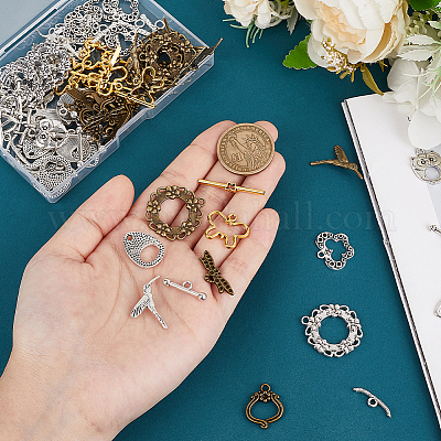 48 шт. 8 стиля тибетский стиль сплав застежка тогл со стразами FIND-PH0020-10-1