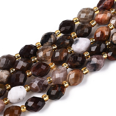 Природные окаменелое дерево бисер пряди G-N342-53-8x6-07-1