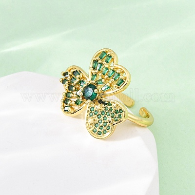 Регулируемые манжеты-кольца из латуни с микропаве из кубического циркония для женщин RJEW-U053-05G-1