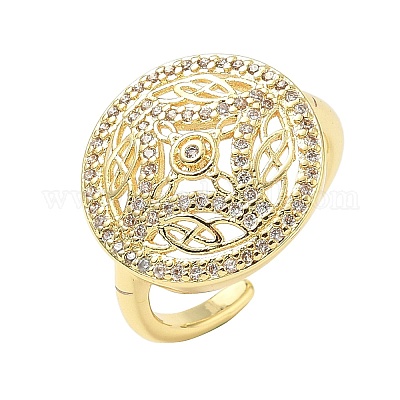 Манжеты из латуни с микро паве кубический цирконий для женщин RJEW-F196-03G-1