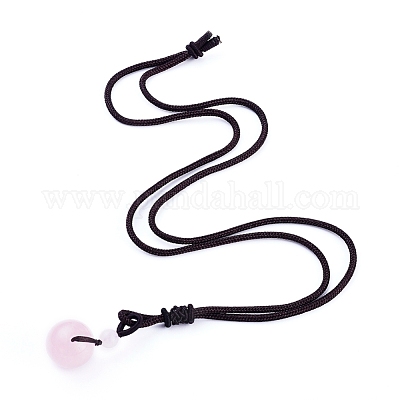 Естественно розового кварца кулон ожерелье NJEW-P241-A16-1