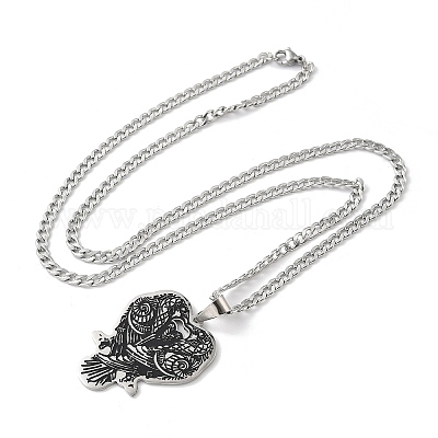 201 кулон из нержавеющей стали с черной эмалью в виде двойного ворона NJEW-H065-09P-1