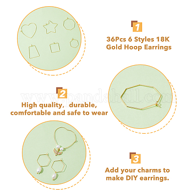 36 шт. 6-х стилевые латунные серьги-кольца KK-FH0005-44-1
