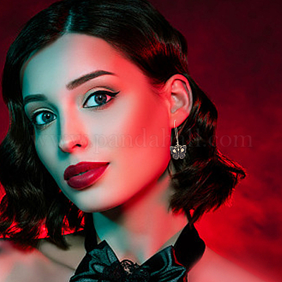 3 пара двухцветных эмалевых серег-колец в виде бабочек с черепом EJEW-AN0002-46-1