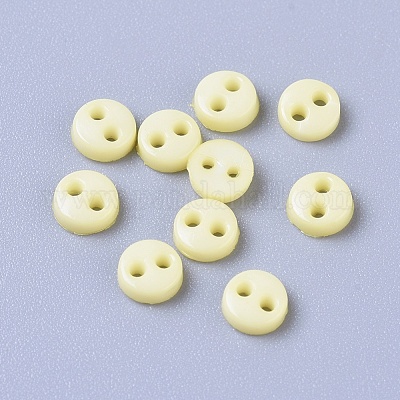 ナイロン小さなボタン  マイクロボタン  縫製のボタン  2穴  きいろ  4.5x1.5mm  穴：0.8mm&nbsp;X-BUTT-WH0014-28N-1