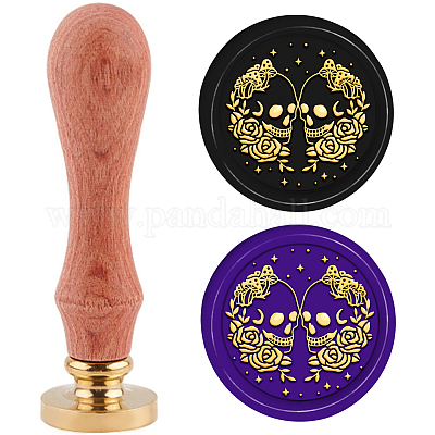 Латунная восковая печать штамп с ручкой AJEW-WH0184-0481-1