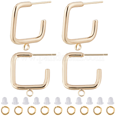 20 шт. прямоугольные латунные серьги-гвоздики DIY-CN0002-92-1