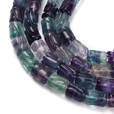 Нити резных бусин из натурального флюорита G-L634-Q01-01-1