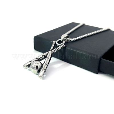 Винтажные спортивные ожерелья с подвеской в виде бейсбольной биты из нержавеющей стали для унисекс BD8226-1